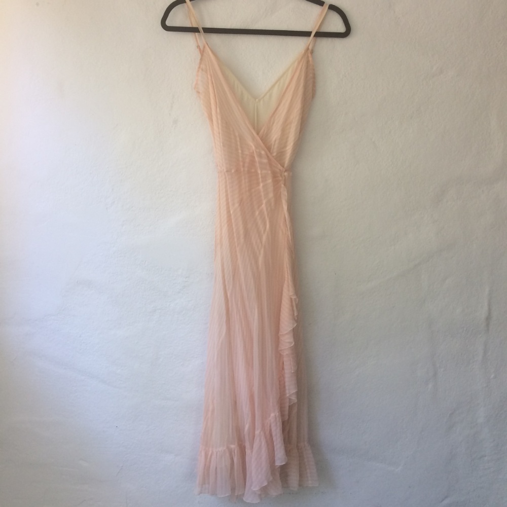 MaxAzria Collection Silk Pink Striped Wrap Dress